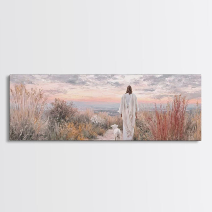 Path Of Peace - Framed Canvas Print - Christian Wall Art - Jesus Art Print - Panoramic Wall Art - Large Christian Painting - Christian Gift