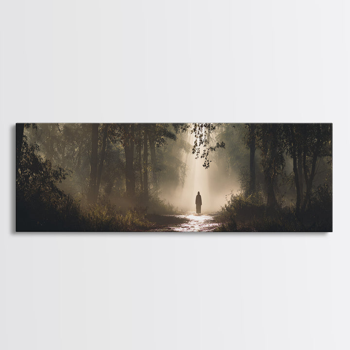 Forest Of Hope - Framed Canvas Print - Christian Wall Art - Jesus Painting - Panoramic Frame - Christian Art Canvas - Moody Christian Art -