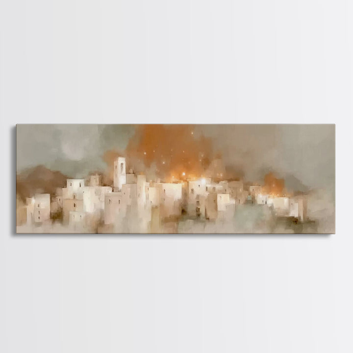Bethlehem Glow | Framed Canvas Print | Christian Wall Art | Panoramic Art | Christian Art Print | Christmas Art | Unique Christian Art