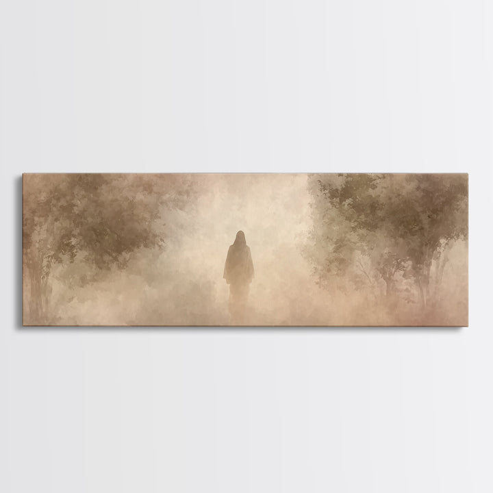 Quiet Divine Path | Framed Canvas Print | Panoramic Painting | Christian Wall Art | Christian Art Work | Subtle Christian Art | Large Chris