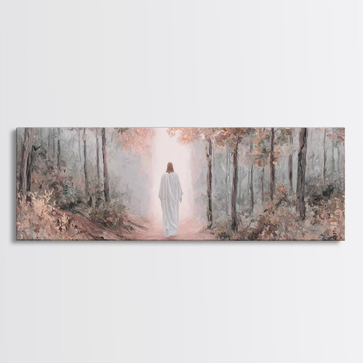 Walk In His Light – Framed Canvas Print – Christian Art Canvas – Panoramic Frame – Christian Wall Art – Christian Art Print – Moody Christi
