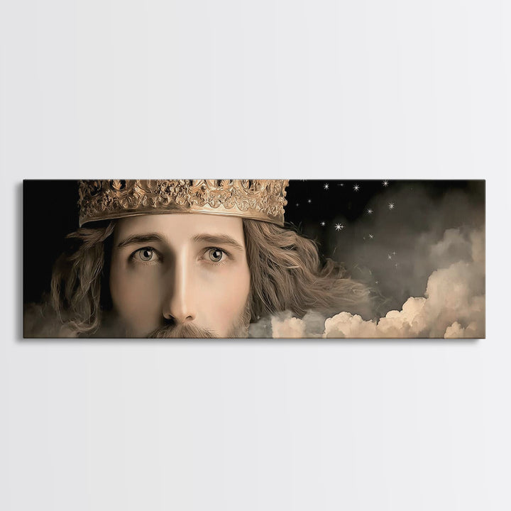 Crowned In Majesty – Framed Canvas Print – Panoramic Print – Christian Wall Art – Jesus Painting – Christian Art Canvas – Large Jesus Paint