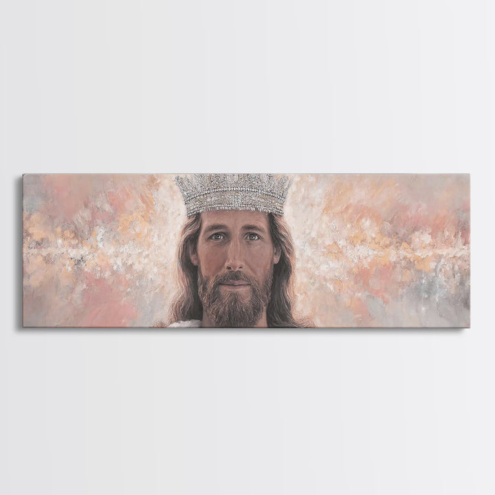 King Of Heaven | Framed Canvas Print | Panoramic Art | Jesus Canvas Art | Christian Wall Art | Modern Christian Art | Christian Art Prints
