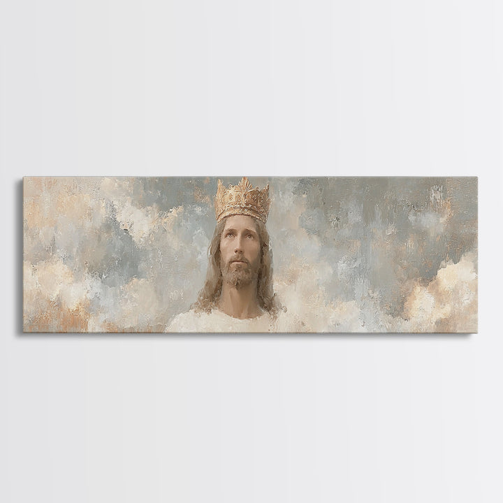 Radiant Crown Light, Framed Canvas Print, Panoramic Painting, Christian Wall Art, Jesus Painting, Christian Art Canvas, Modern Christian Ar