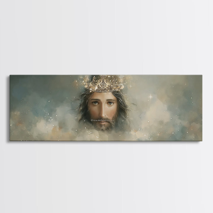 Heavenly Crown – Framed Canvas Print – Christian Wall Art – Jesus Painting – Panoramic Art – Christian Christmas Art – Christian Decor