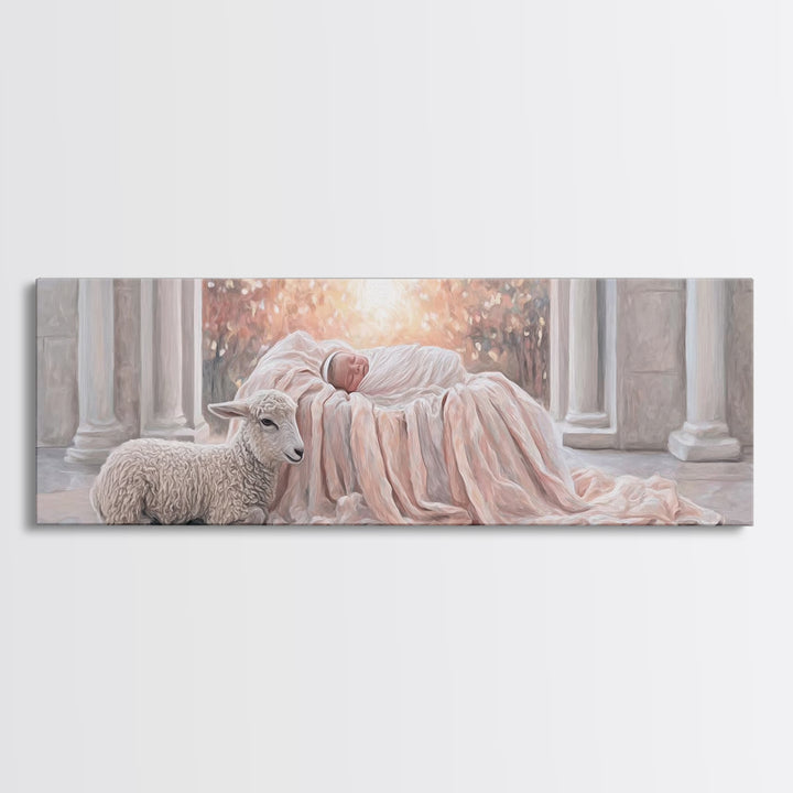Holy Dawn, Framed Canvas Print, Christian Wall Art, Jesus Christmas Art, Panoramic Print, Christian Art Canvas, Christian Christmas Art