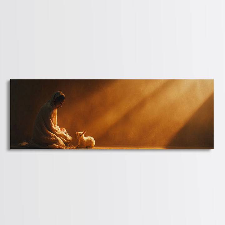 Celestial Nativity | Framed Canvas Print | Christian Wall Art | Christmas Wall Art | Panoramic Art | Christian Decorations | Christmas Art