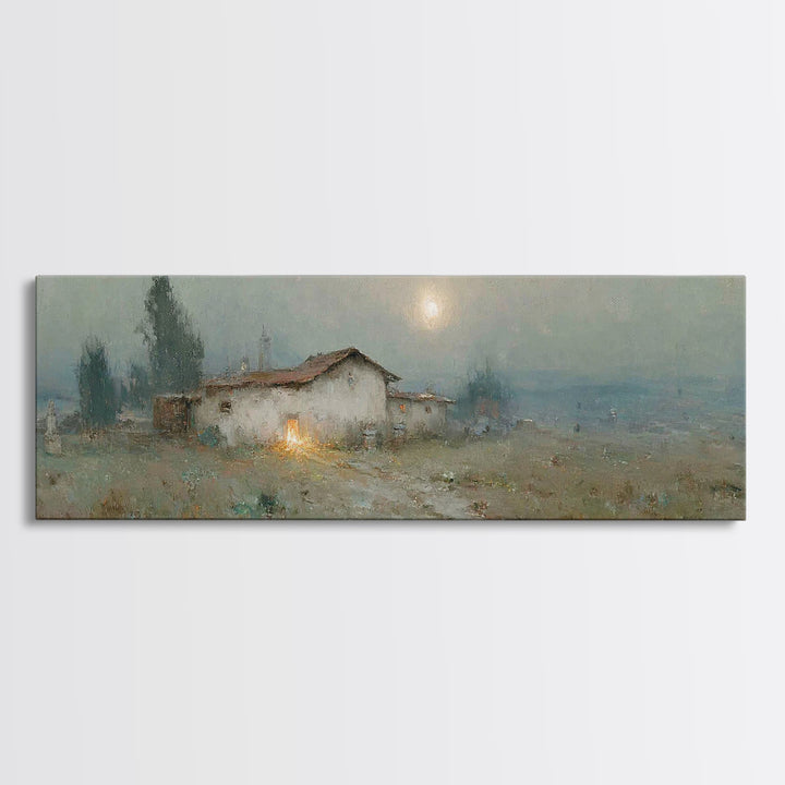 Quiet Bethlehem Glow | Framed Canvas Print | Panoramic Art | Christmas Wall Art | Christian Art Canvas | Christmas Art Prints | Christian D