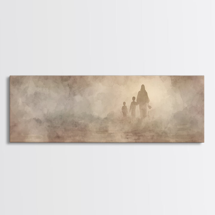 Path Of Light, Framed Canvas Print, Christian Wall Art, Jesus Painting, Panoramic Art, Christian Art Canvas, Christmas Wall Art