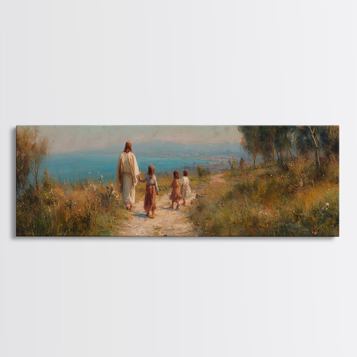 Hillside Grace – Framed Canvas Print – Christian Art Canvas – Panoramic Painting – Christian Wall Art – Jesus Painting – Christian Christma