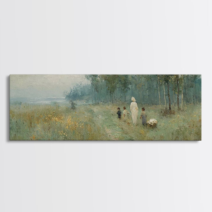 Morning Meadow | Framed Canvas Print | Christian Wall Art | Panoramic Frame | Christian Art Canvas | Jesus Painting | Christmas Art