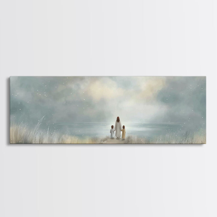 Quiet Flock | Framed Canvas Print | Christian Art Canvas | Panoramic Painting | Christian Wall Art | Christmas Art | Modern Christian Art