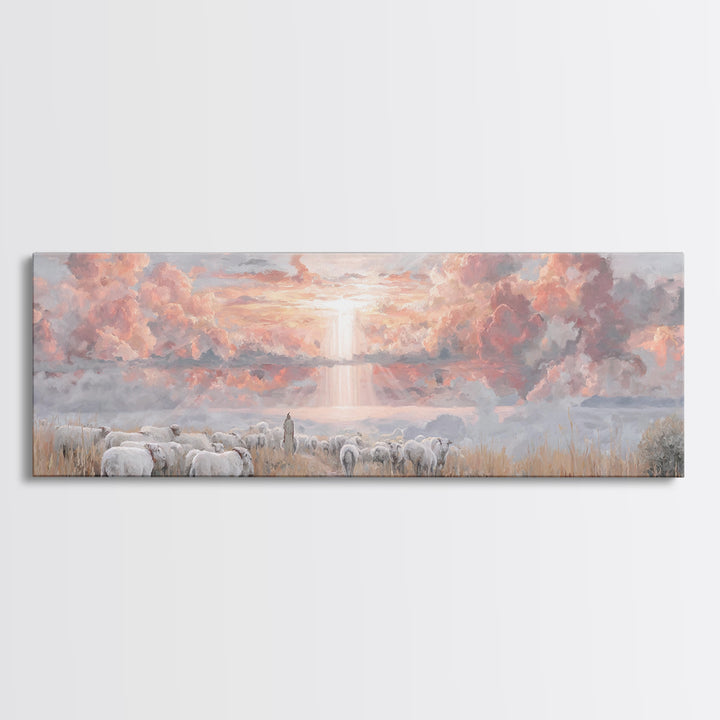 Stormlit Journey, Framed Canvas Print, Christian Wall Art, Panoramic Frame, Christian Art Canvas, Jesus Painting, Christian Christmas Decor