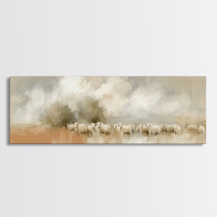 Gentle Shepherd – Framed Canvas Print – Christian Art Canvas – Panoramic Art – Christian Wall Art – Christmas Art – Jesus Painting