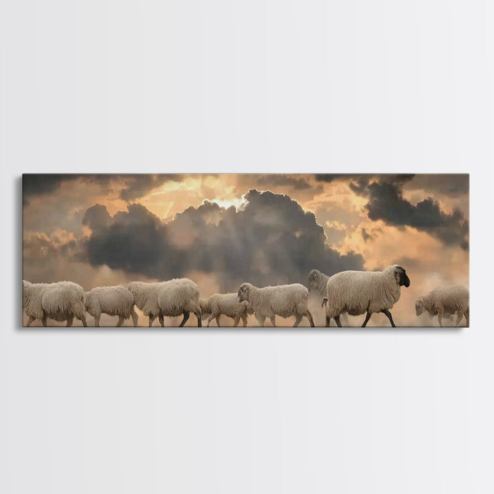 Fields Of Peace | Framed Canvas Print | Christian Wall Art | Panoramic Painting | Christian Art Canvas | Christian Christmas Art | Jesus Pa