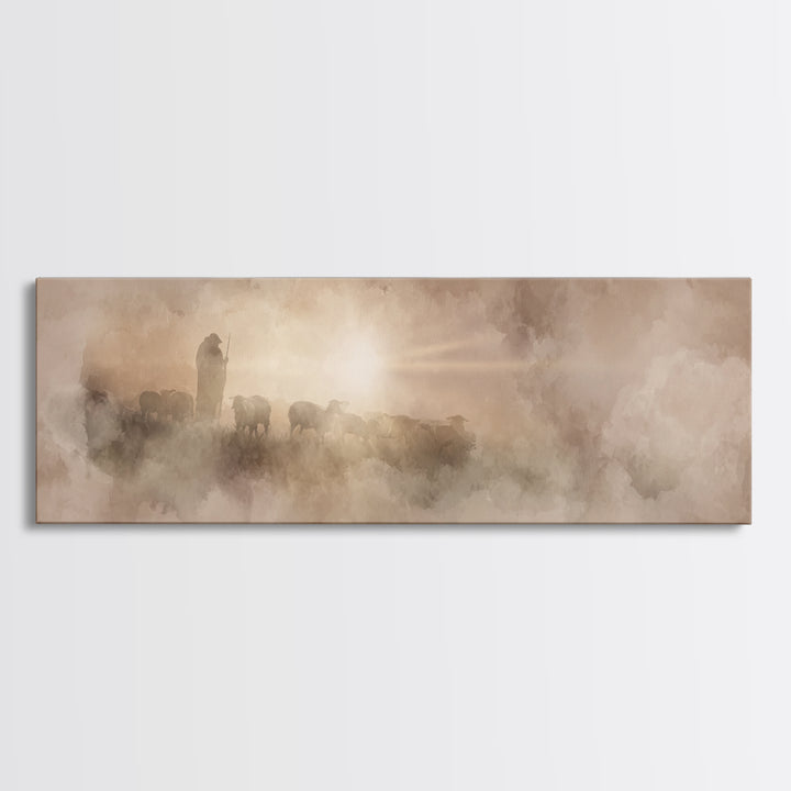 Radiant Horizon, Framed Canvas Print, Christian Art Canvas, Panoramic Wall Art, Christian Wall Art, Christmas Art, Modern Christian Art