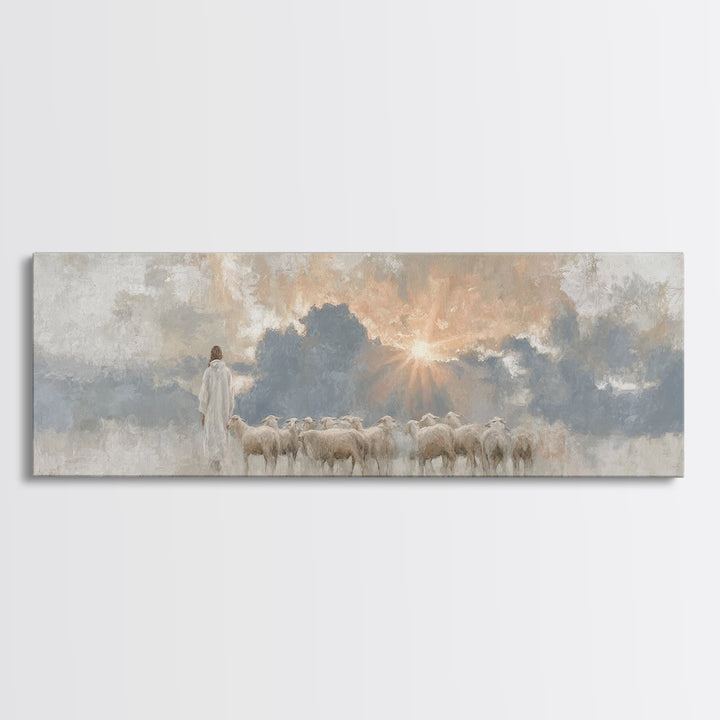 Light Of Mercy | Framed Canvas Print | Panoramic Art | Jesus Painting | Christian Wall Art | Christian Art Canvas | Christian Christmas Art