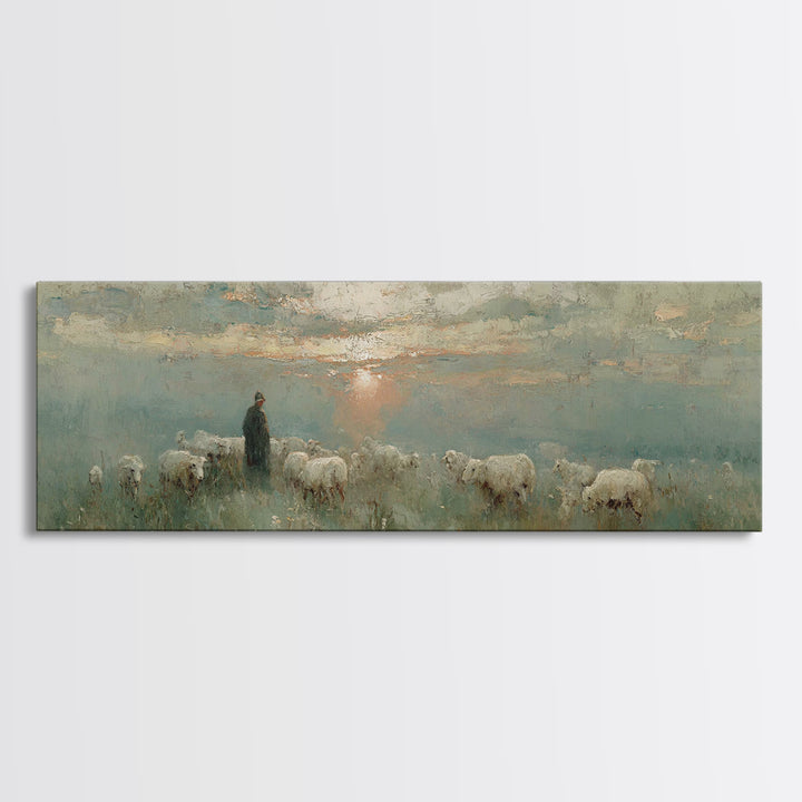 Horizon Of Peace, Framed Canvas Print, Panoramic Print, Christian Wall Art, Christian Art Canvas, Jesus Painting, Christmas Art