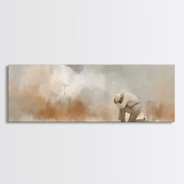Desert Supplication | Framed Canvas Print | Panoramic Painting | Christian Wall Art | Christian Art Canvas | Jesus Painting | Christmas Art
