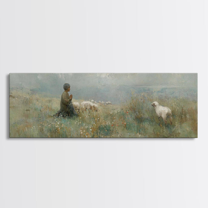 Childlike Faith – Framed Canvas Print – Panoramic Art – Christian Wall Art – Christian Art Canvas – Jesus Painting – Christmas Art