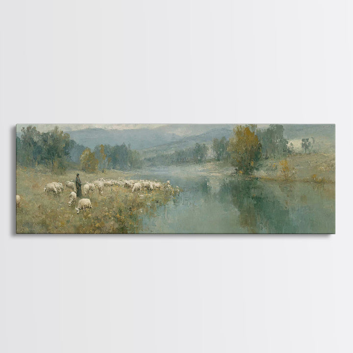 The Gentle Guide – Framed Canvas Print – Extra Wide Art – Christian Wall Art – Christian Painting – Jesus Canvas Art – Christian Christmas