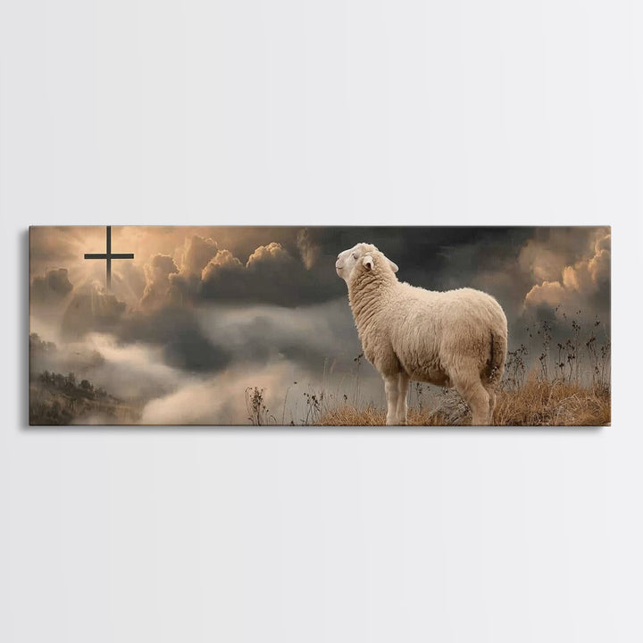 Dawn Of Salvation, Framed Canvas Print, Panoramic Painting, Christian Wall Art, Christian Art Canvas, Jesus Painting Canvas, Christmas Art