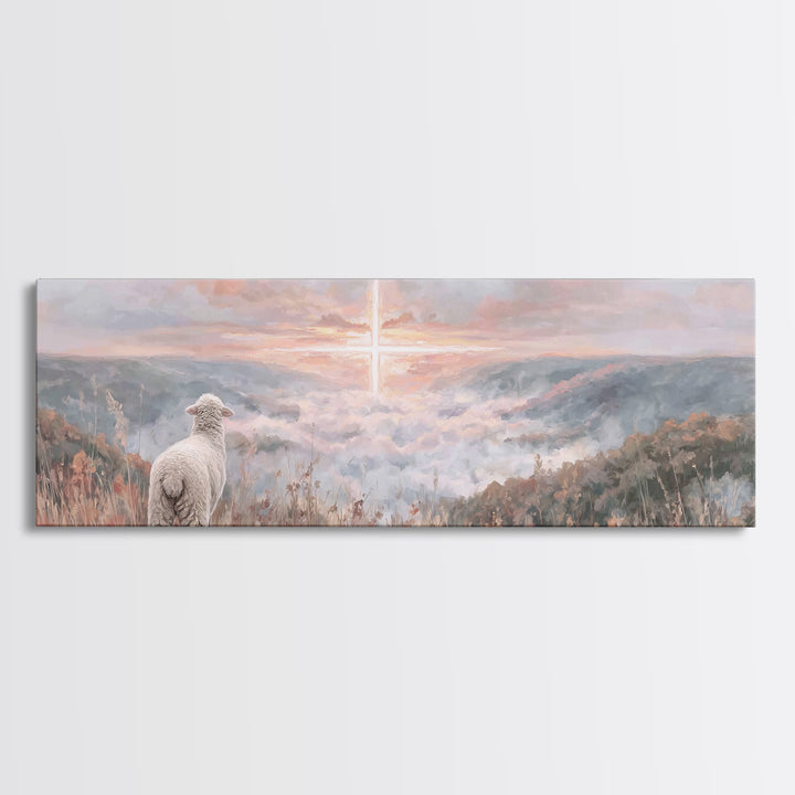 Crosslight Horizon | Framed Canvas Print | Panoramic Print | Christian Wall Art | Christian Art Painting | Jesus Canvas Art | Christian Chr