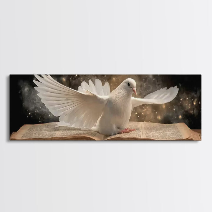 Holy Fire Light, Framed Canvas Print, Panoramic Frame, Christian Art Canvas, Moody Christian Art, Christian Christmas Decor, Christian Wall