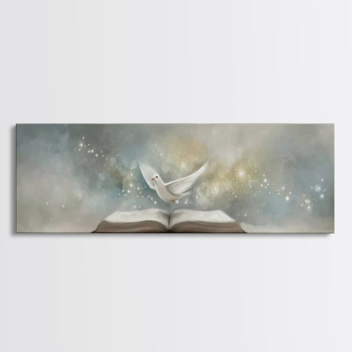 Spirit Of Scripture | Framed Canvas Print | Extra Wide Art | Christian Art Work | Christian Wall Art | Christmas Art Prints | Modern Christ
