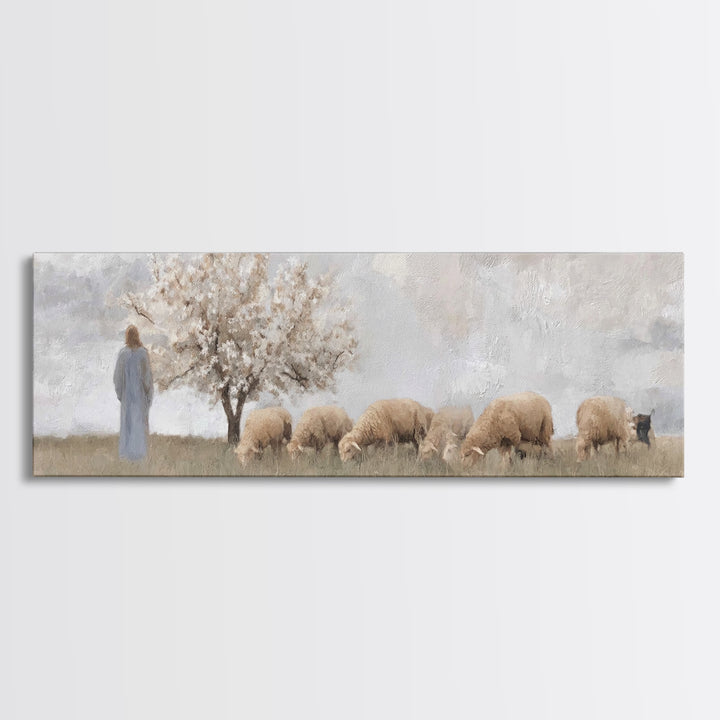 Guiding Orchard Path | Framed Canvas Print | Christian Painting | Panoramic Wall Art | Christian Art Canvas | Christmas Art | Jesus Paintin