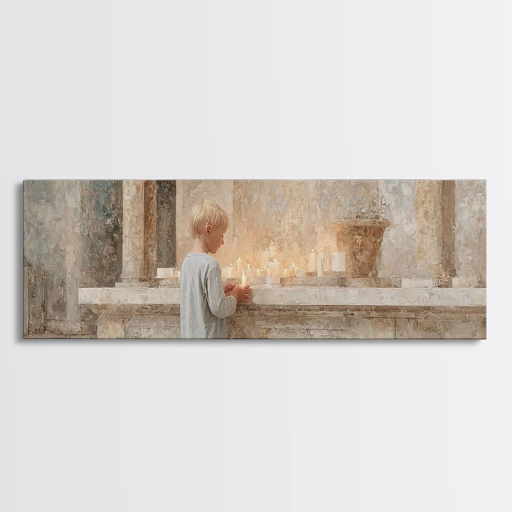 Child Of Prayer – Framed Canvas Print – Christian Wall Art – Panoramic Painting – Christian Art Canvas – Christmas Art Prints – Christian D