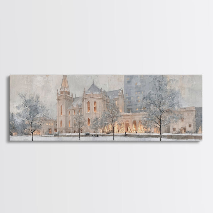 Sanctuary At Dusk - Framed Canvas Print - Christian Art Canvas - Panoramic Frame - Christmas Wall Art - Christian Decoration - Unique Chris