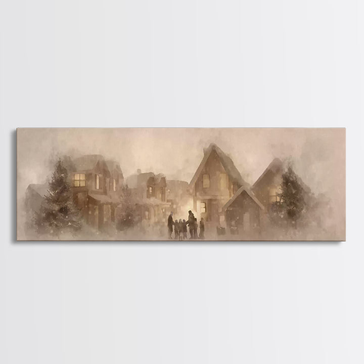 Village Of Blessings | Framed Canvas Print | Christian Art Print | Panoramic Art | Christmas Art Work | Christian Christmas Decor | Christi