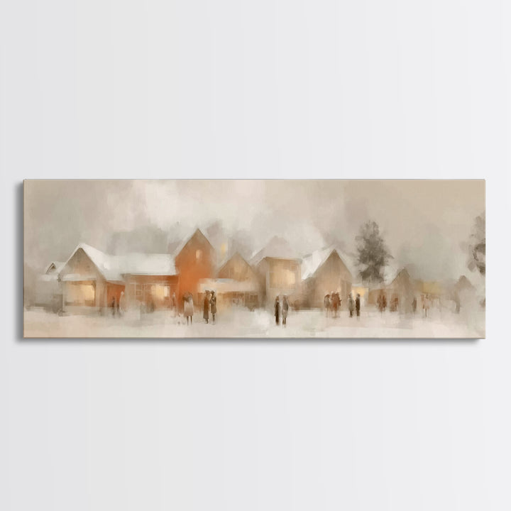 Hearthside Gathering – Framed Canvas Print – Christian Wall Art – Panoramic Painting – Christmas Art – Christian Art Canvas – Christian Gif