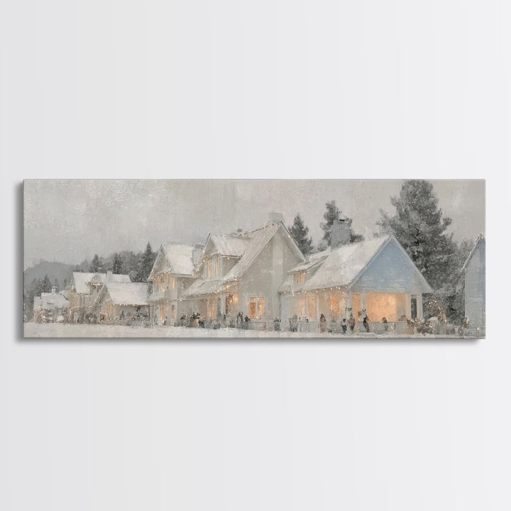 Snowy Hills Harmony, Framed Canvas Print, Christian Art Canvas, Panoramic Print, Christmas Art Prints, Christian Decor For Home, Modern Chr