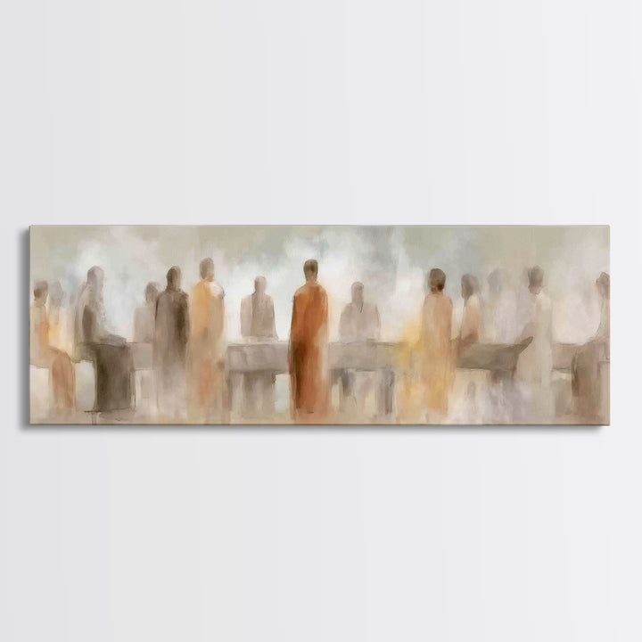 Quiet Disciples Dawn | Framed Canvas Print | Christian Art Painting | Minimalist Christian Art | Panoramic Wall Art | Jesus Canvas Art | Su