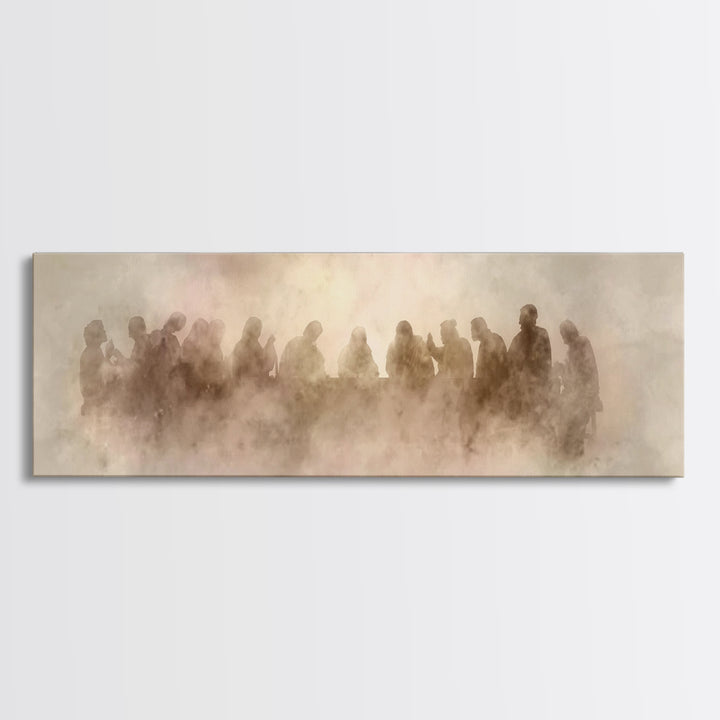 Apostles In Glory, Framed Canvas Print, Christian Art Print, Jesus Painting Canvas, Panoramic Art, Modern Christian Painting, Christian Wal