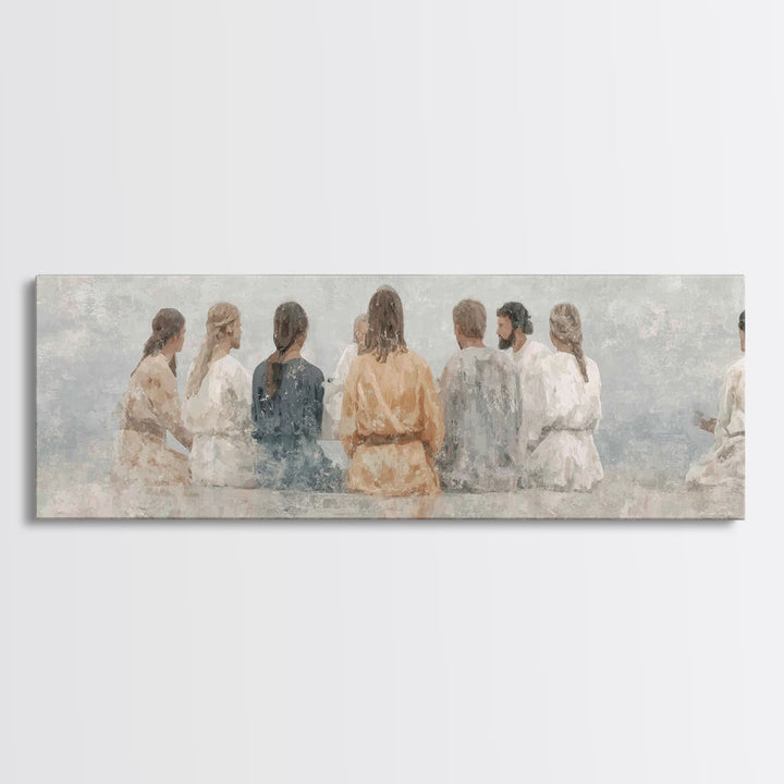Hallowed Fellowship Peace, Framed Canvas Print, Christian Wall Art, Modern Christian Art, Panoramic Frame, Jesus Art Print, Christian Gift