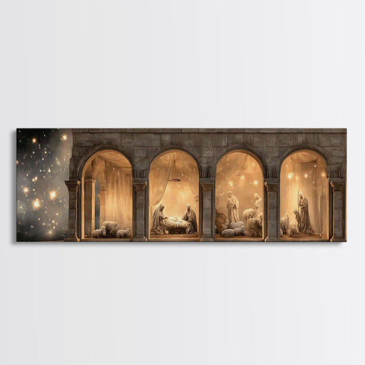 Bethlehem Archway Light - Framed Canvas Print - Panoramic Frame - Christian Art Canvas - Christian Wall Art - Jesus Painting
