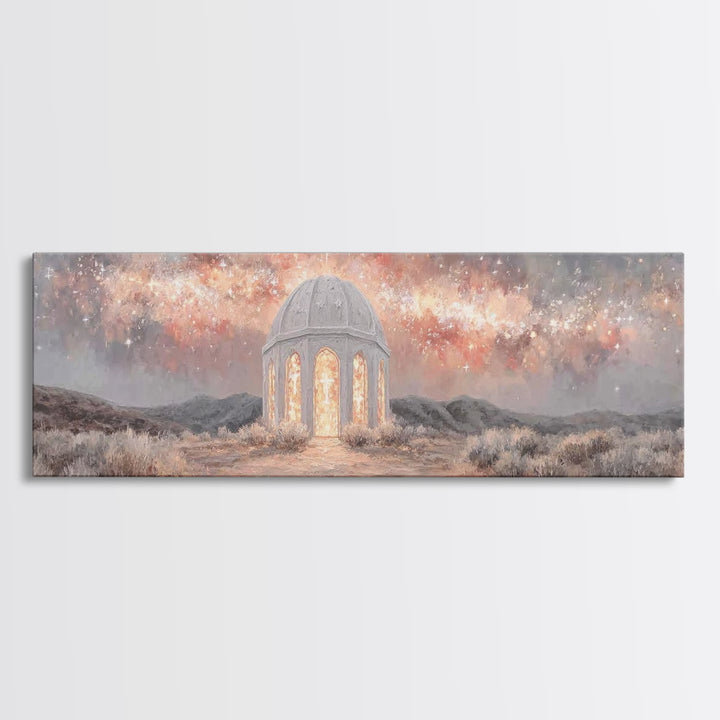 Starlit Sanctuary, Framed Canvas Print, Panoramic Print, Christian Wall Art, Christian Art Canvas, Christmas Art, Jesus Painting