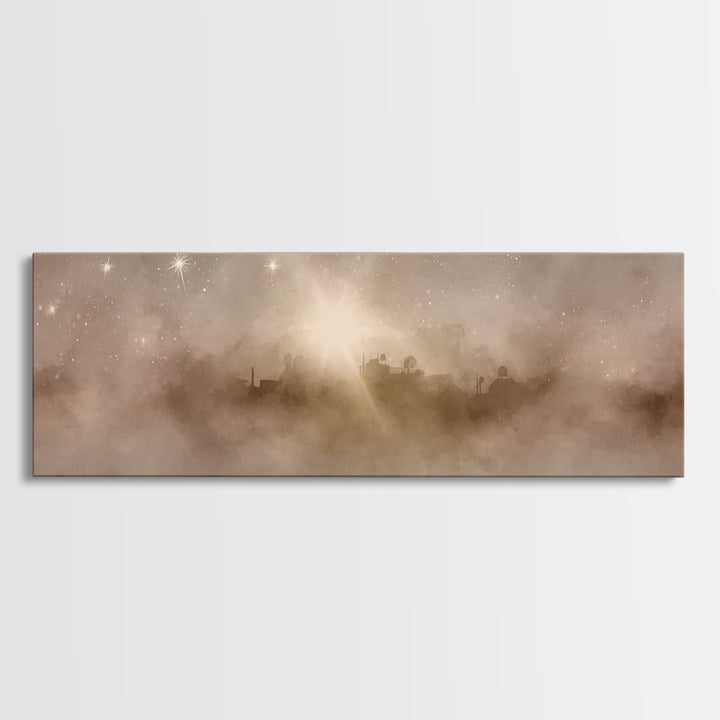 Desert Chapel Sky - Framed Canvas Print - Panoramic Wall Art - Christian Art Canvas - Christian Wall Art - Jesus Painting - Christmas Art
