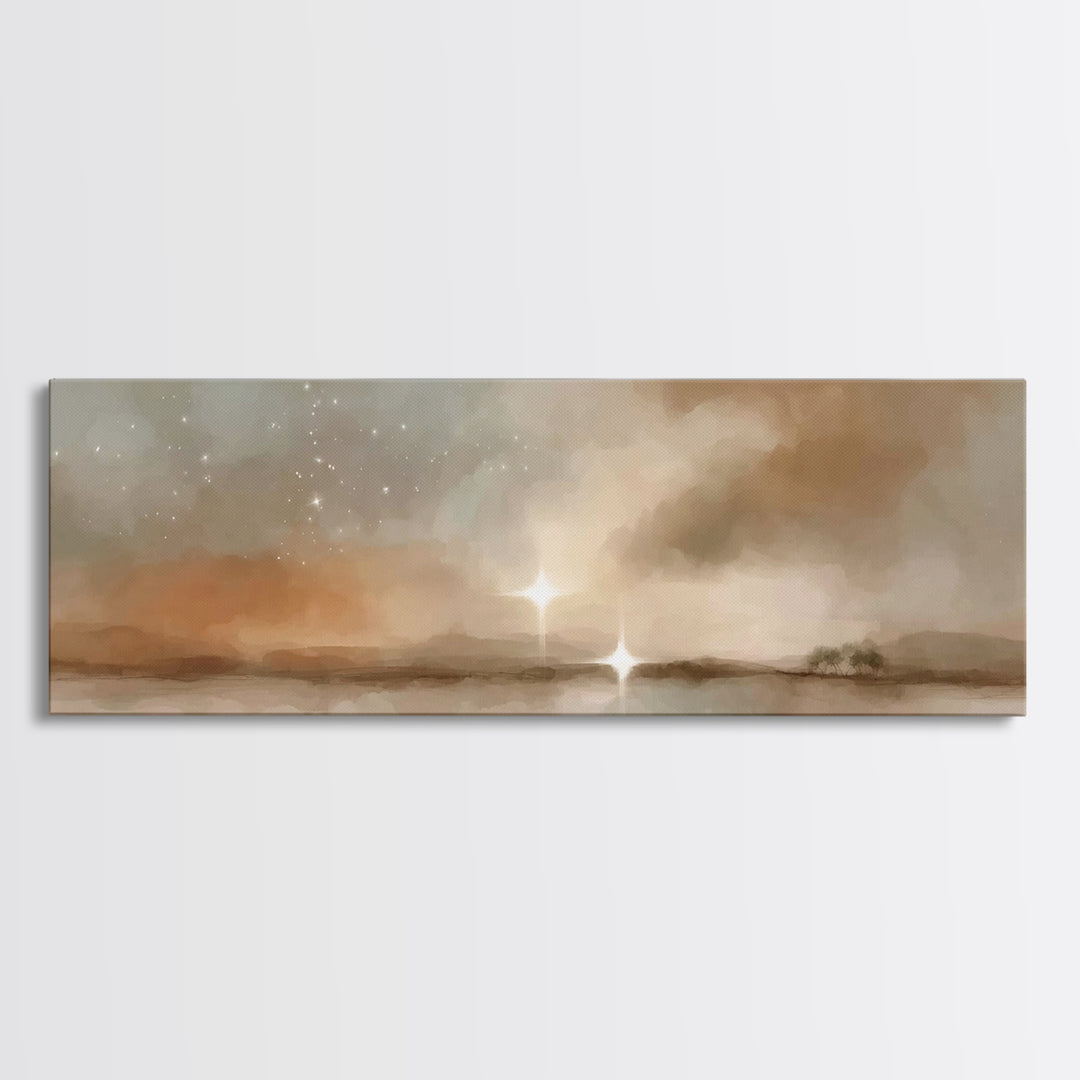 Bethlehem Horizon Light | Framed Canvas Print | Panoramic Painting | Christian Wall Art | Christian Art Canvas | Christmas Art | Jesus Pain