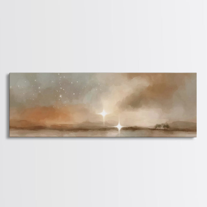 Bethlehem Horizon Light | Framed Canvas Print | Panoramic Painting | Christian Wall Art | Christian Art Canvas | Christmas Art | Jesus Pain