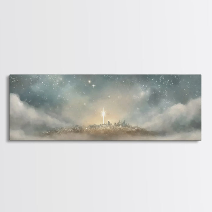 The Guiding Star – Framed Canvas Print – Christian Wall Art – Panoramic Art – Christian Art Canvas – Christmas Art – Jesus Painting