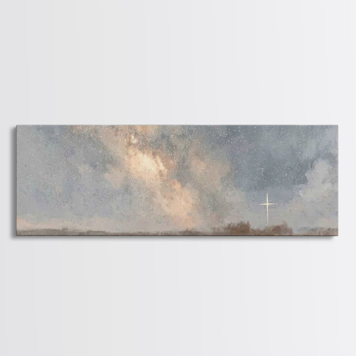 Starry Dawn Hope | Framed Canvas Print | Christian Wall Art | Panoramic Painting | Christian Art Canvas | Christmas Art | Christian Christm