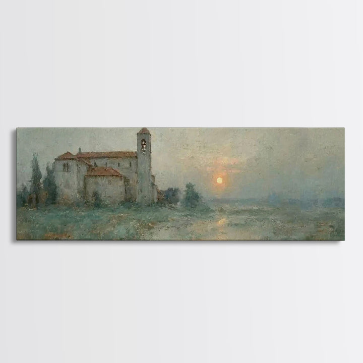 Saintly Evening Calm – Framed Canvas Print – Panoramic Art – Christian Wall Art – Christian Art Canvas – Christmas Art – Christian Painting