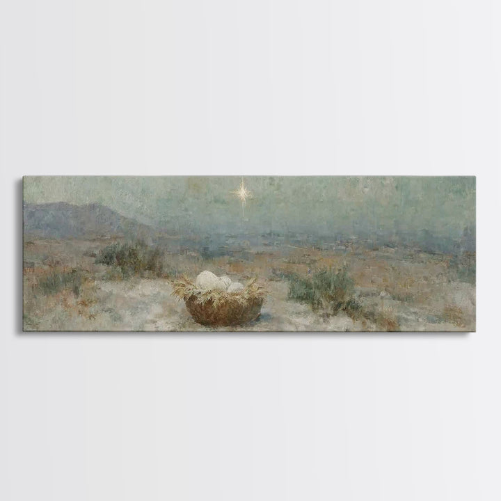 Silent Hope Nest | Framed Canvas Print | Christian Christmas Art | Panoramic Print | Christian Art Canvas | Christian Wall Art | Christmas