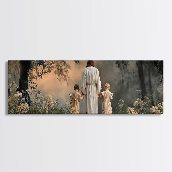 Walking In His Light | Framed Canvas Print | Christian Wall Art | Panoramic Frame | Christian Art Canvas | Christian Art | Christian Gift