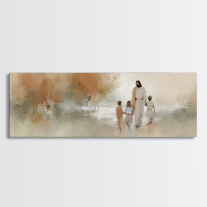 Children Of Grace – Framed Canvas Print – Panoramic Wall Art – Christian Art Canvas – Christian Art – Jesus Painting – Christian Decor