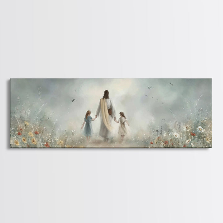 Pathway Of Peace, Framed Canvas Print, Christian Art Canvas, Jesus Painting, Christian Wall Art, Panoramic Wall Art, Christian Christmas Ar